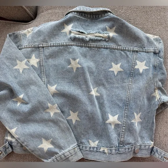 Blue B Star-Patterned Jean Jacket - Picture 3 of 3